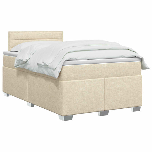 Postel Boxspring S Matrací S Čelo Krémová 120 X 200 Cm Textil