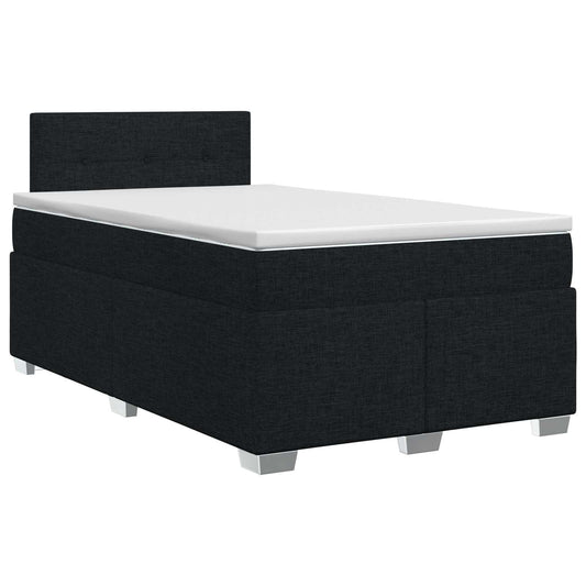 Postel Boxspring S Matrací S Čelo Černá 120 X 200 Cm Textil