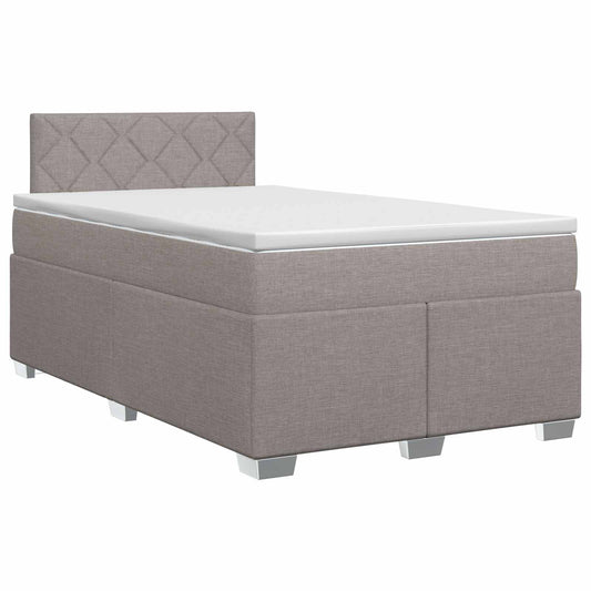 Postel Boxspring S Matrací S Čelo Taupe 120 X 200 Cm Textil