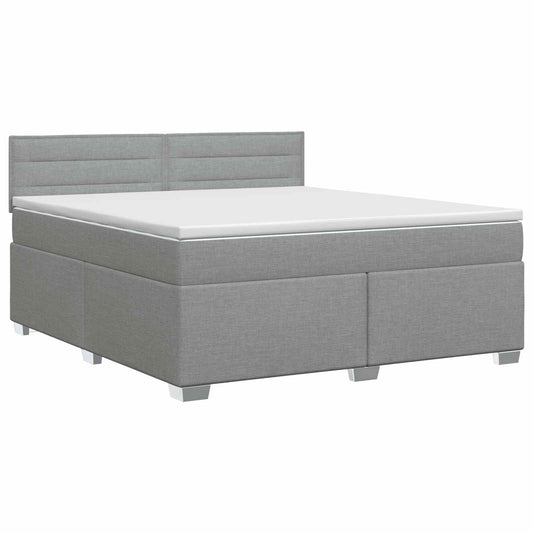 Postel Boxspring S Matrací Světle Šedá 140 X 190 Cm Textil