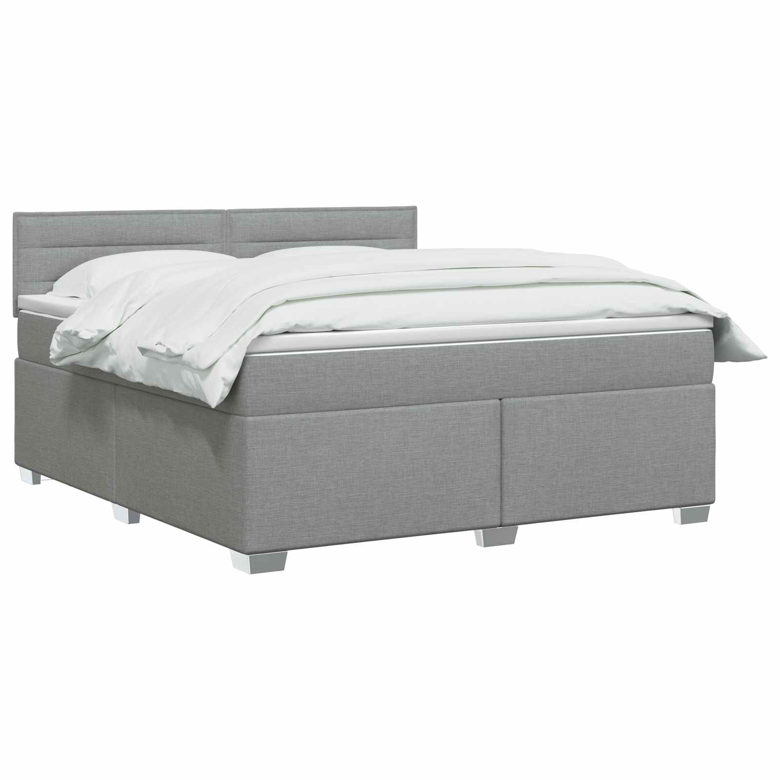 Postel Boxspring S Matrací Světle Šedá 140 X 190 Cm Textil
