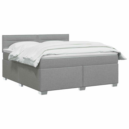 Postel Boxspring S Matrací Světle Šedá 140 X 190 Cm Textil