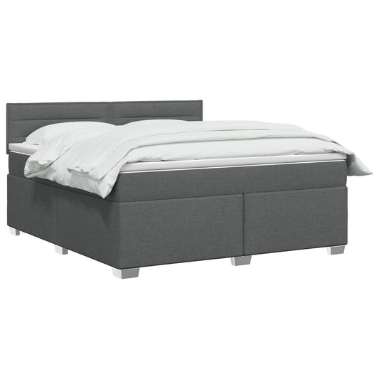 Postel Boxspring S Matrací Tmavě Šedá 140 X 190 Cm Textil