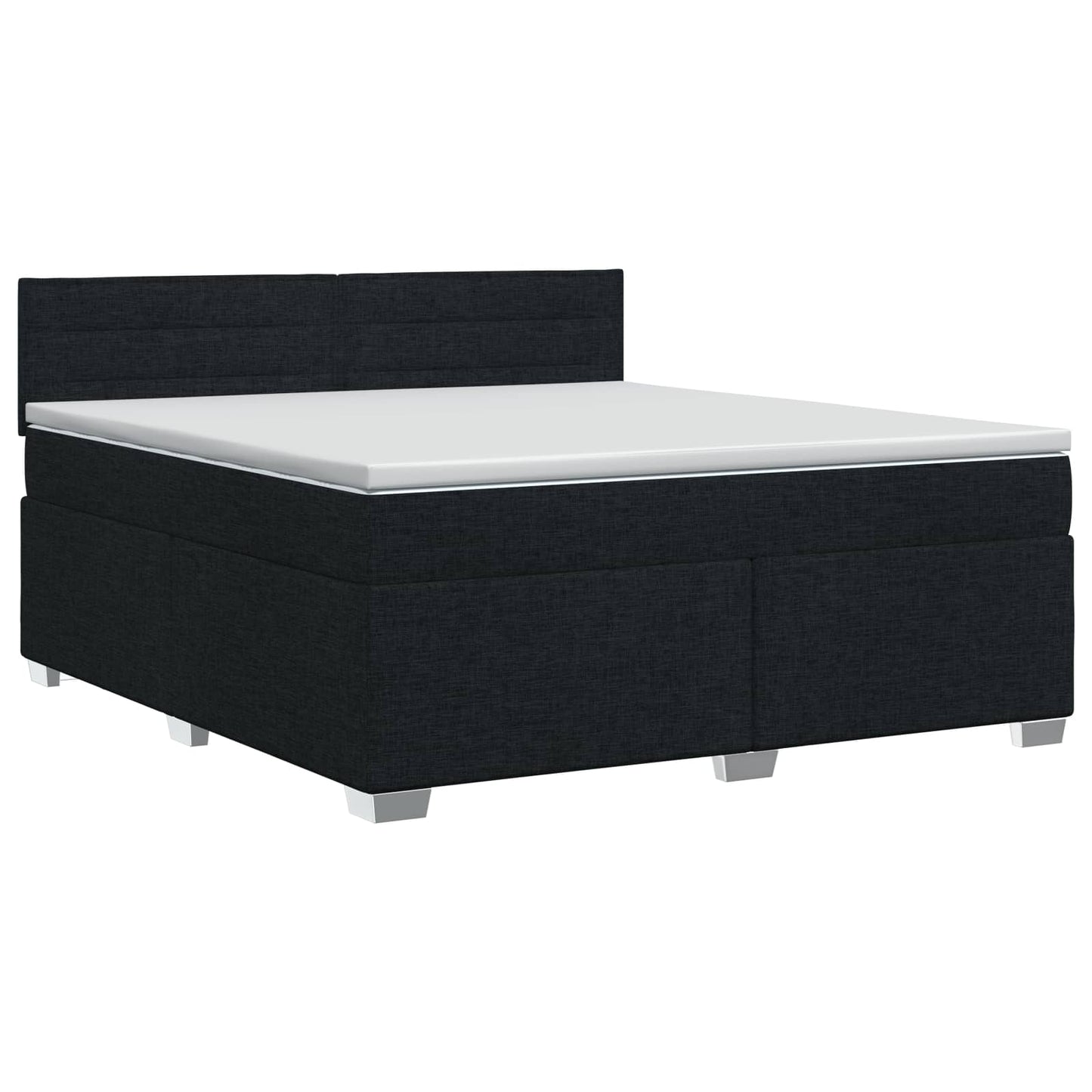 Postel Boxspring S Matrací S Čelo Černá 140 X 190 Cm Textil