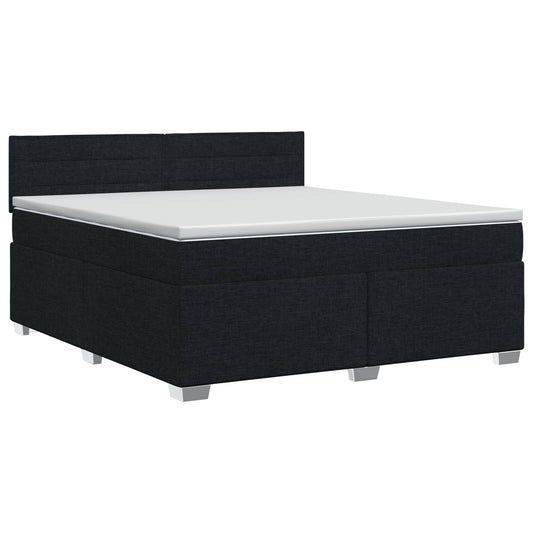 Postel Boxspring S Matrací S Čelo Černá 140 X 190 Cm Textil