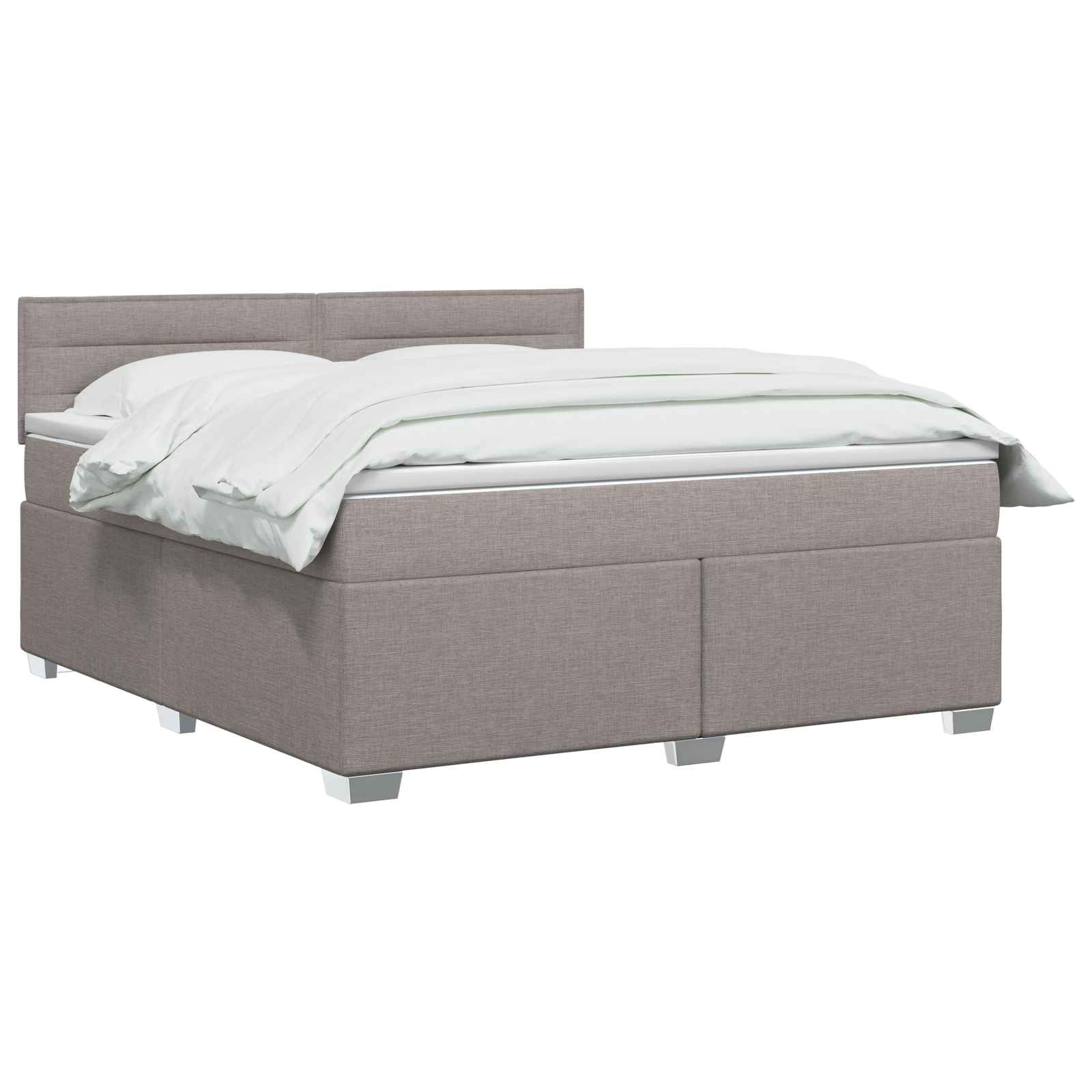 Postel Boxspring S Matrací S Čelo Taupe 140 X 190 Cm Textil