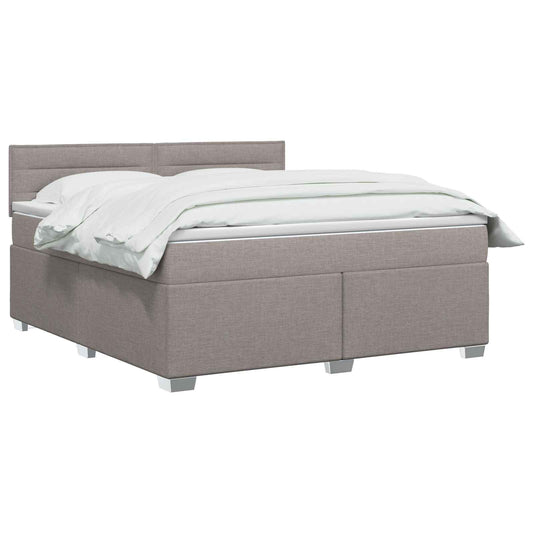 Postel Boxspring S Matrací S Čelo Taupe 140 X 190 Cm Textil
