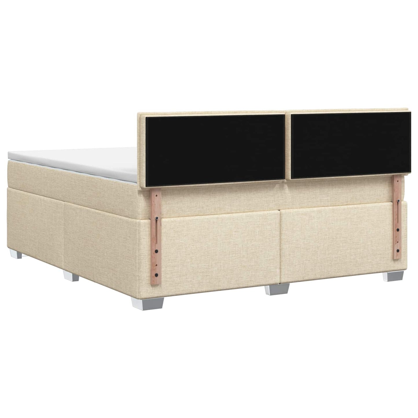 Postel Boxspring S Matrací S Čelo Krémová 140 X 190 Cm Textil
