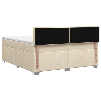 Postel Boxspring S Matrací S Čelo Krémová 140 X 190 Cm Textil