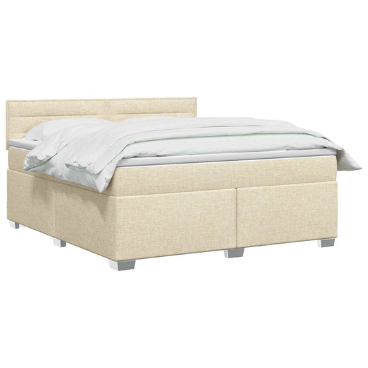 Postel Boxspring S Matrací S Čelo Krémová 140 X 190 Cm Textil