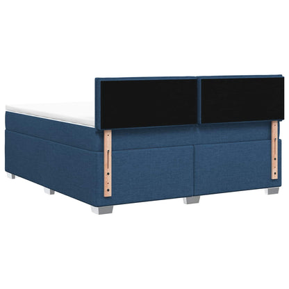 Postel Boxspring S Matrací S Čelo Modrá 140 X 190 Cm Textil