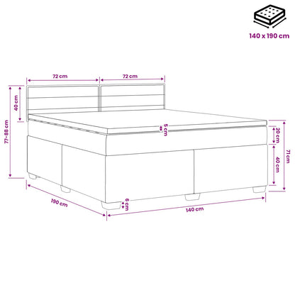 Postel Boxspring S Matrací S Čelo Modrá 140 X 190 Cm Textil