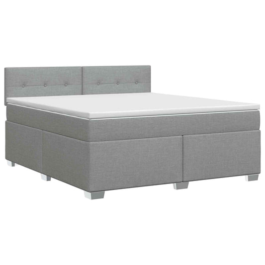 Postel Boxspring S Matrací Světle Šedá 140 X 190 Cm Textil