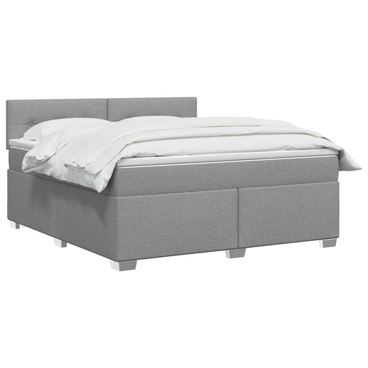 Postel Boxspring S Matrací Světle Šedá 140 X 190 Cm Textil