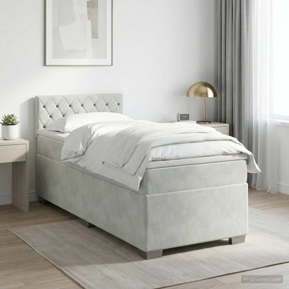 Postel Boxspring S Matrací S Čelo 90 X 190 Cm Samet