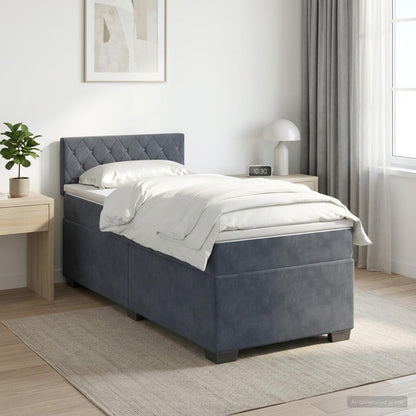 Postel Boxspring S Matrací S Čelo 90 X 190 Cm Samet