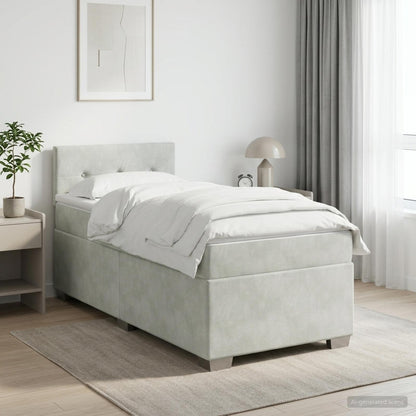 Postel Boxspring S Matrací S Čelo 90 X 190 Cm Samet