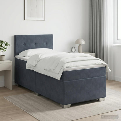 Postel Boxspring S Matrací S Čelo 90 X 190 Cm Samet