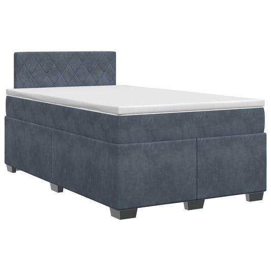 Postel Boxspring S Matrací S Čelo Tmavě Šedá 120 X 200 Cm Samet