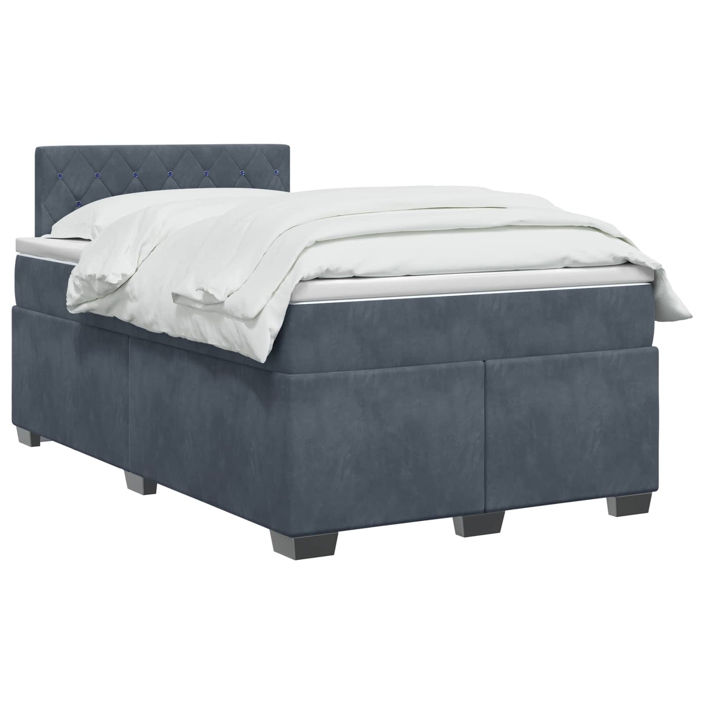 Postel Boxspring S Matrací S Čelo Tmavě Šedá 120 X 200 Cm Samet
