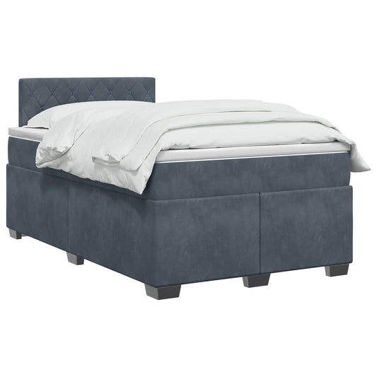 Postel Boxspring S Matrací S Čelo Tmavě Šedá 120 X 200 Cm Samet