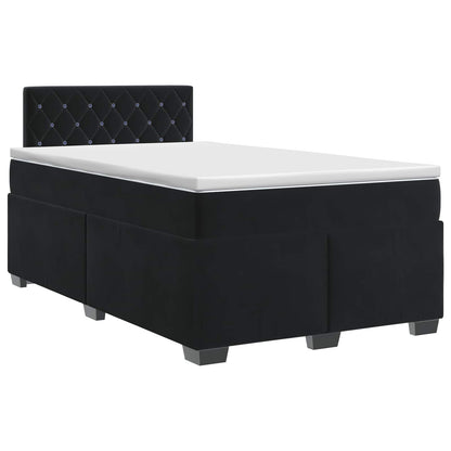 Postel Boxspring S Matrací S Čelo Černá 120 X 200 Cm Samet