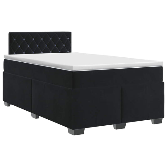 Postel Boxspring S Matrací S Čelo Černá 120 X 200 Cm Samet