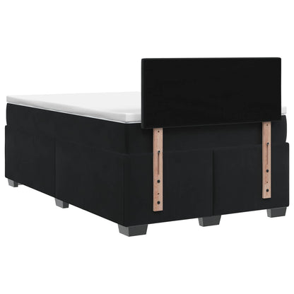 Postel Boxspring S Matrací S Čelo Černá 120 X 200 Cm Samet