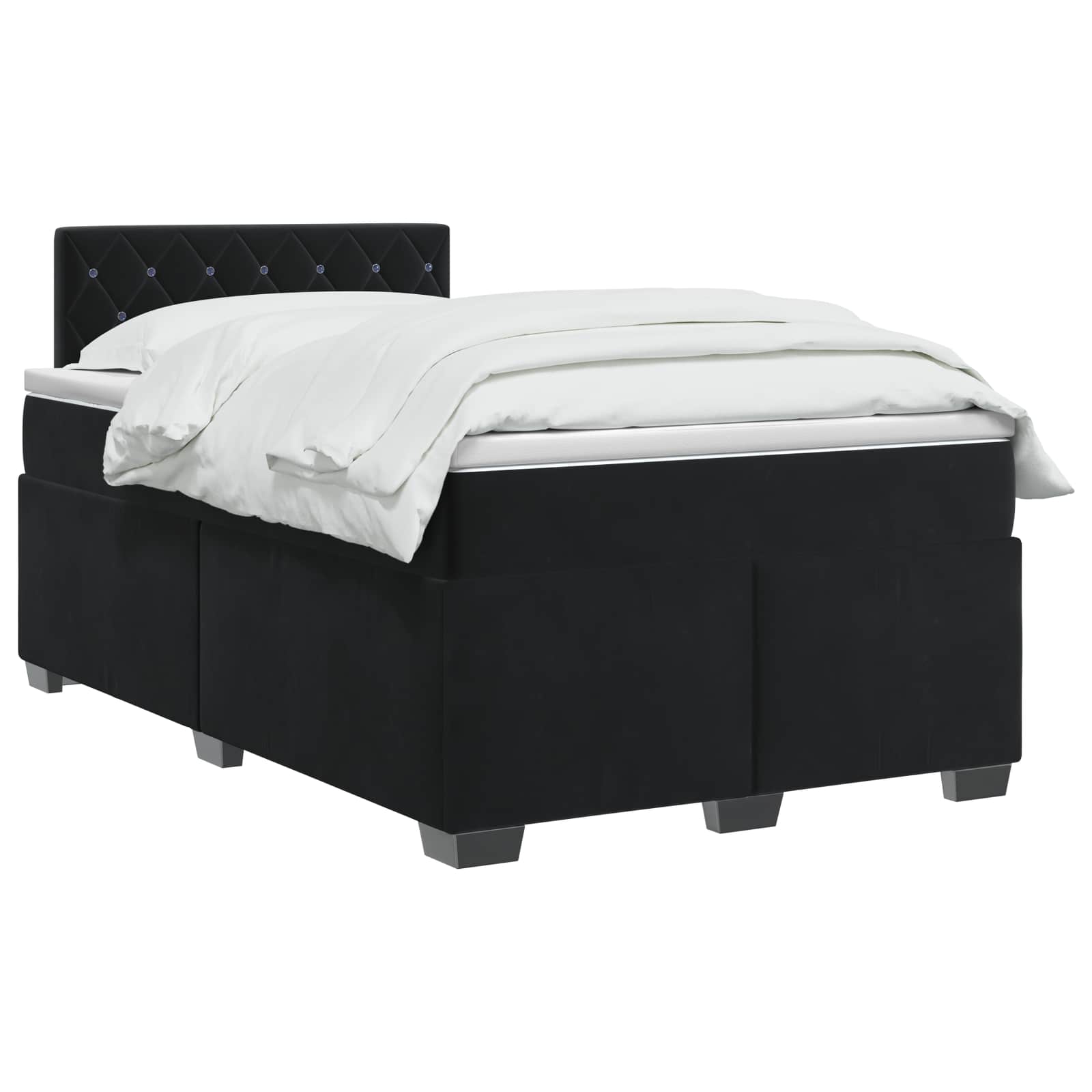 Postel Boxspring S Matrací S Čelo Černá 120 X 200 Cm Samet