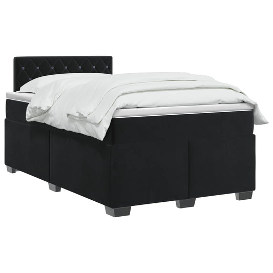 Postel Boxspring S Matrací S Čelo Černá 120 X 200 Cm Samet