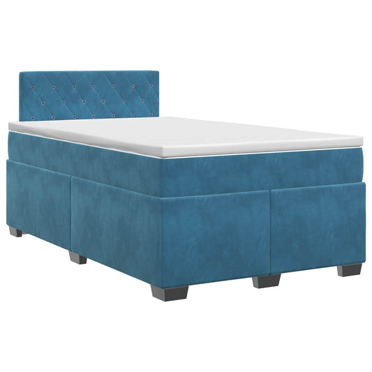 Postel Boxspring S Matrací Tmavě Modrá 120 X 200 Cm Samet