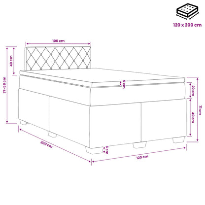 Postel Boxspring S Matrací Tmavě Modrá 120 X 200 Cm Samet