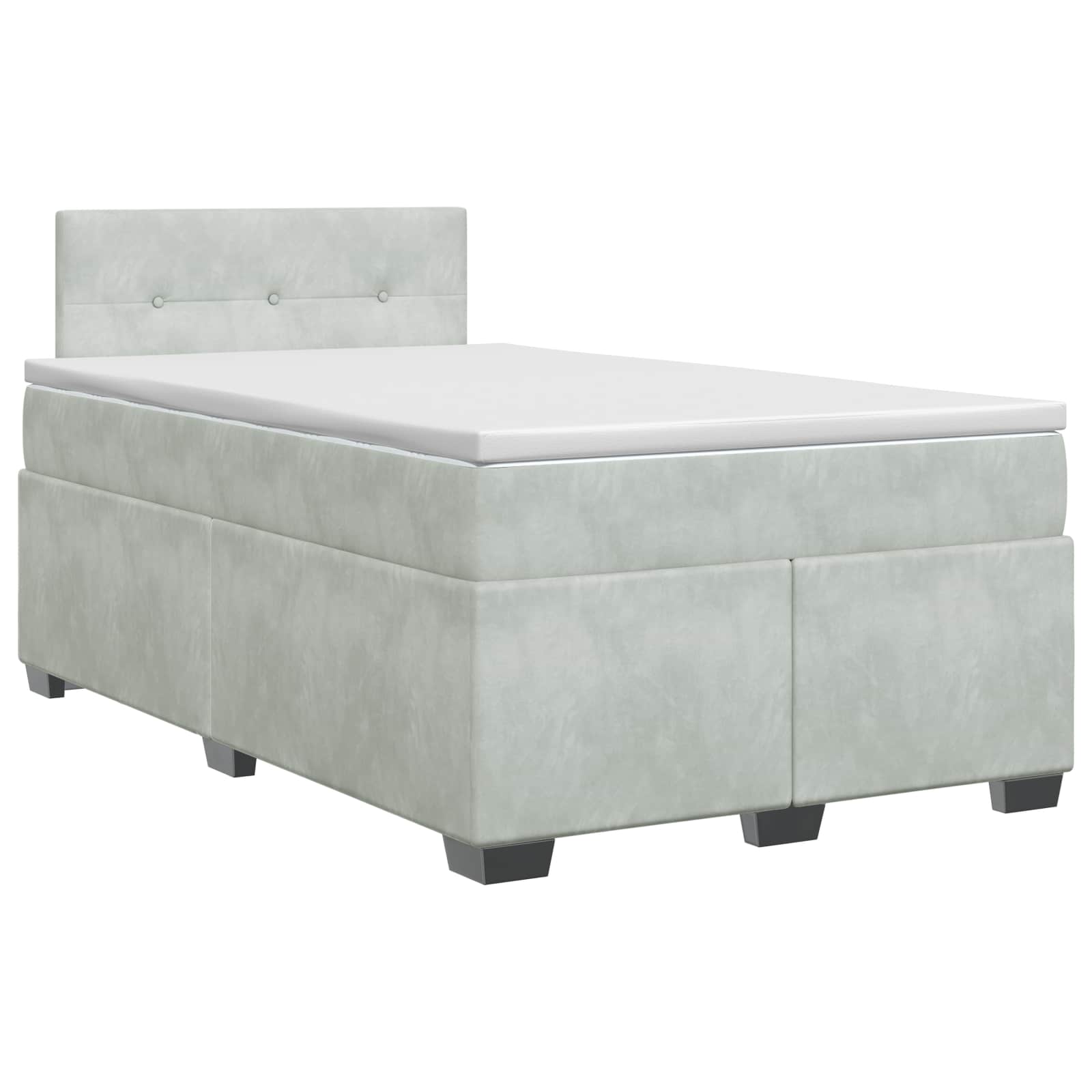 Postel Boxspring S Matrací Světle Šedá 120 X 200 Cm Samet
