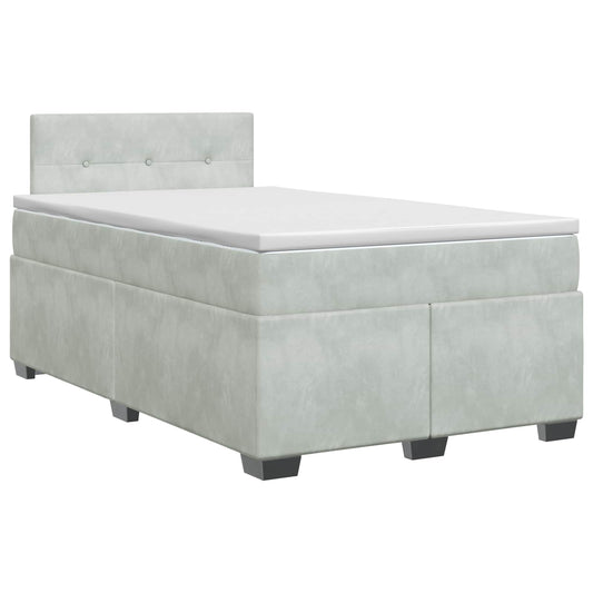 Postel Boxspring S Matrací Světle Šedá 120 X 200 Cm Samet