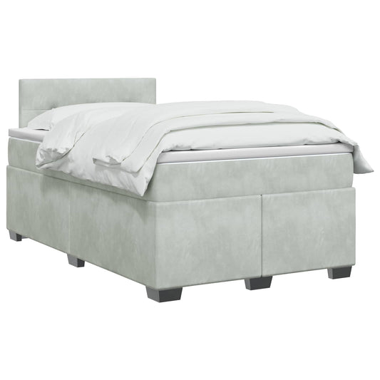 Postel Boxspring S Matrací Světle Šedá 120 X 200 Cm Samet