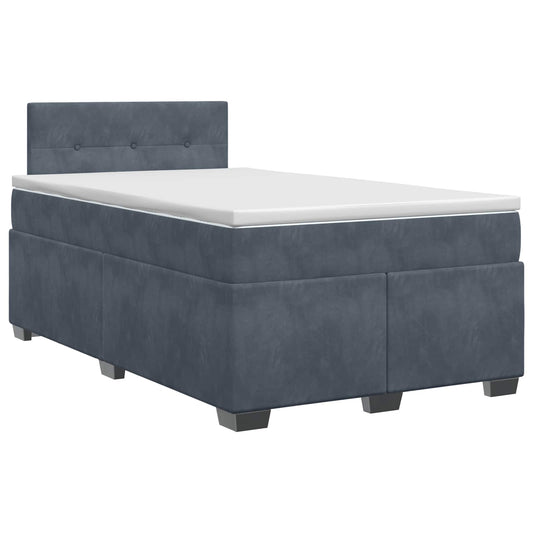 Postel Boxspring S Matrací S Čelo Tmavě Šedá 120 X 200 Cm Samet