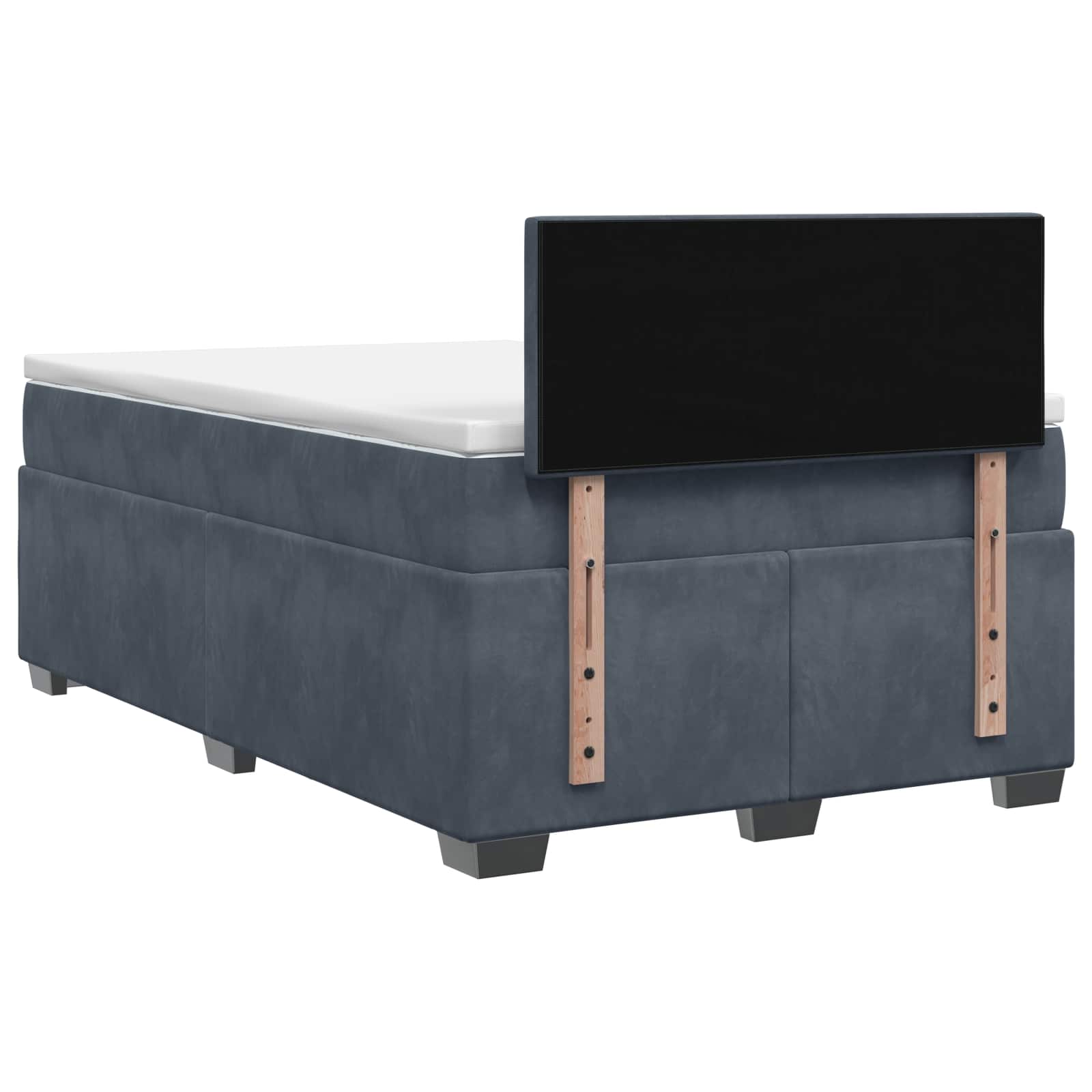 Postel Boxspring S Matrací S Čelo Tmavě Šedá 120 X 200 Cm Samet