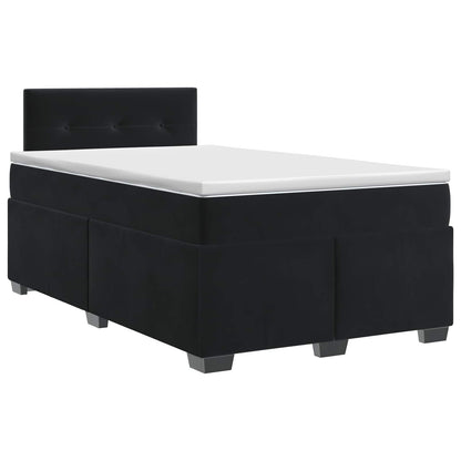 Postel Boxspring S Matrací S Čelo Černá 120 X 200 Cm Samet
