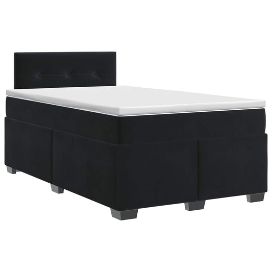 Postel Boxspring S Matrací S Čelo Černá 120 X 200 Cm Samet