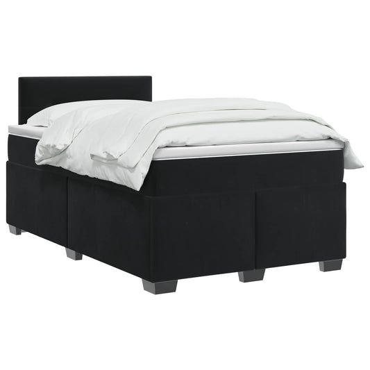 Postel Boxspring S Matrací S Čelo Černá 120 X 200 Cm Samet