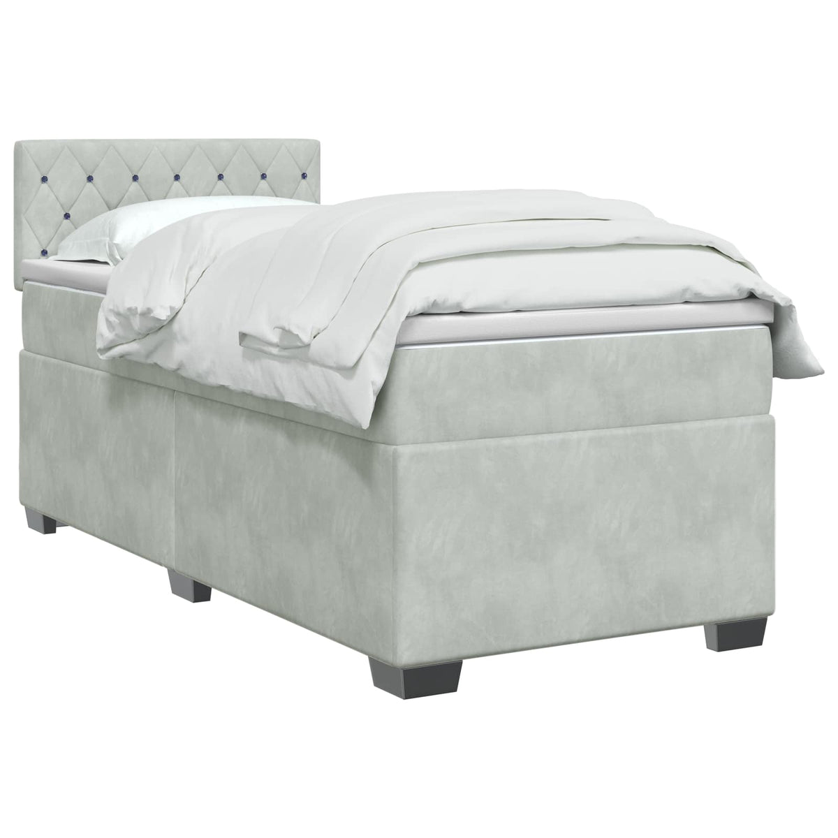 Postel Boxspring S Matrací S Čelo 90 X 190 Cm Samet