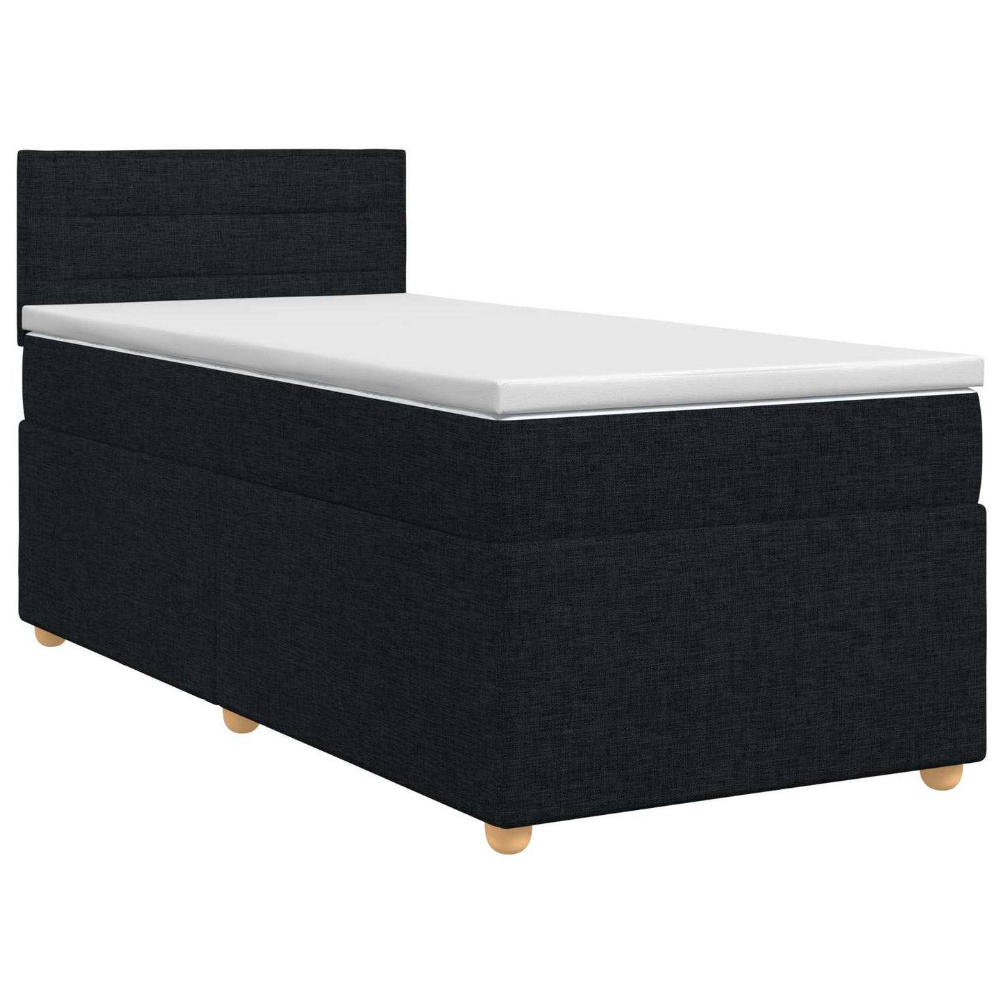 Postel Boxspring S Matrací S Čelo Černá 90 X 200 Cm Textil