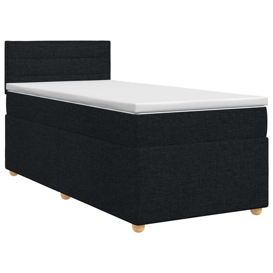 Postel Boxspring S Matrací S Čelo Černá 90 X 200 Cm Textil