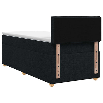 Postel Boxspring S Matrací S Čelo Černá 90 X 200 Cm Textil