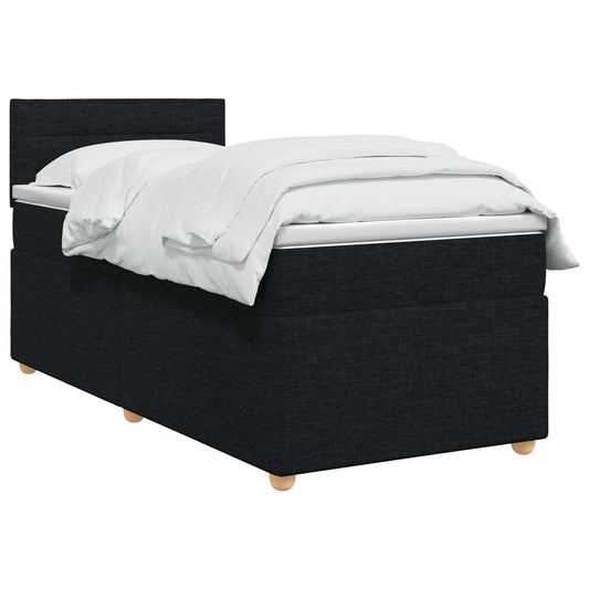 Postel Boxspring S Matrací S Čelo Černá 90 X 200 Cm Textil