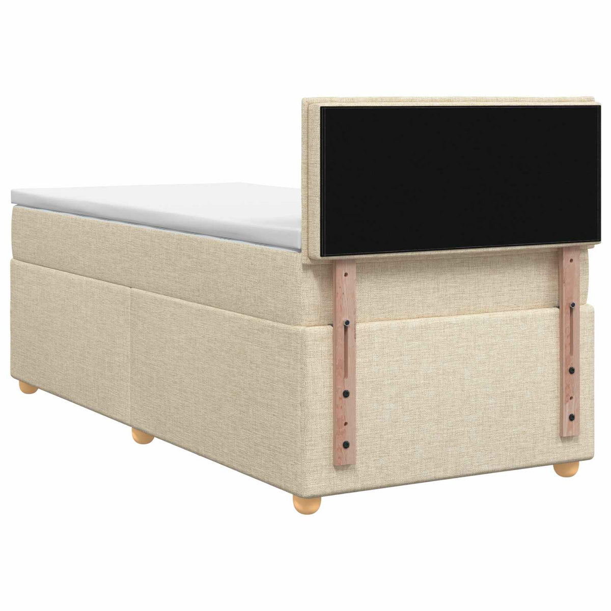 Postel Boxspring S Matrací S Čelo Krémová 90 X 200 Cm Textil