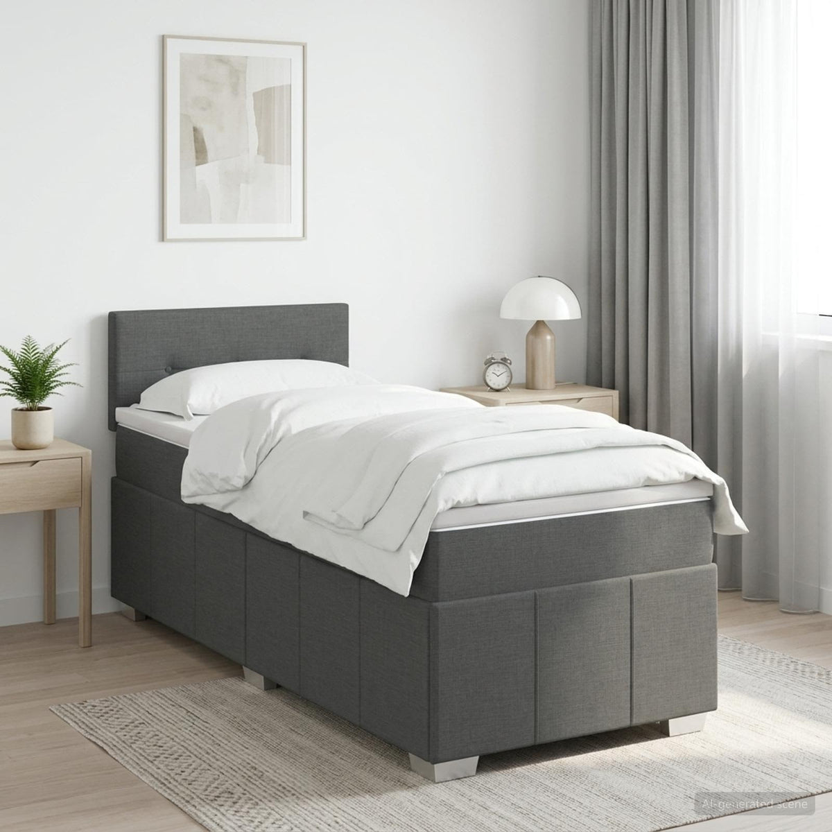 Postel Boxspring S Matrací 90 X 190 Cm Textil