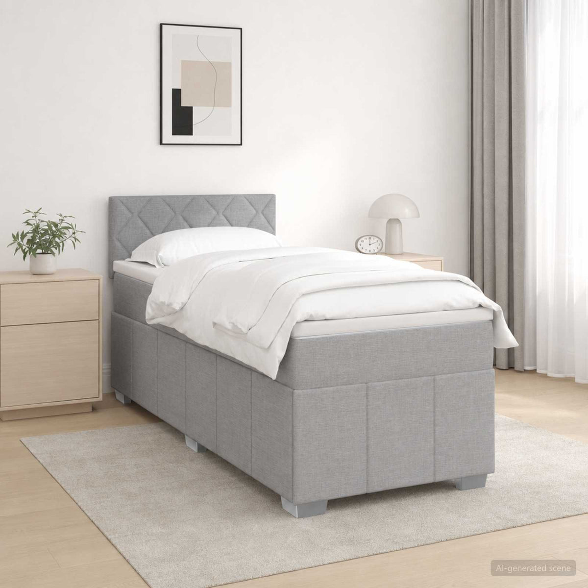 Postel Boxspring S Matrací 90 X 190 Cm Textil