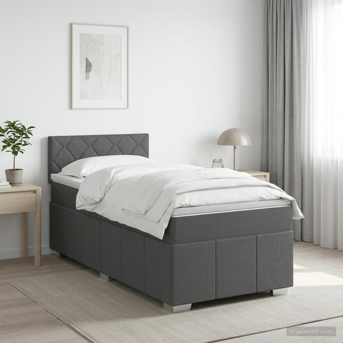 Postel Boxspring S Matrací 90 X 190 Cm Textil