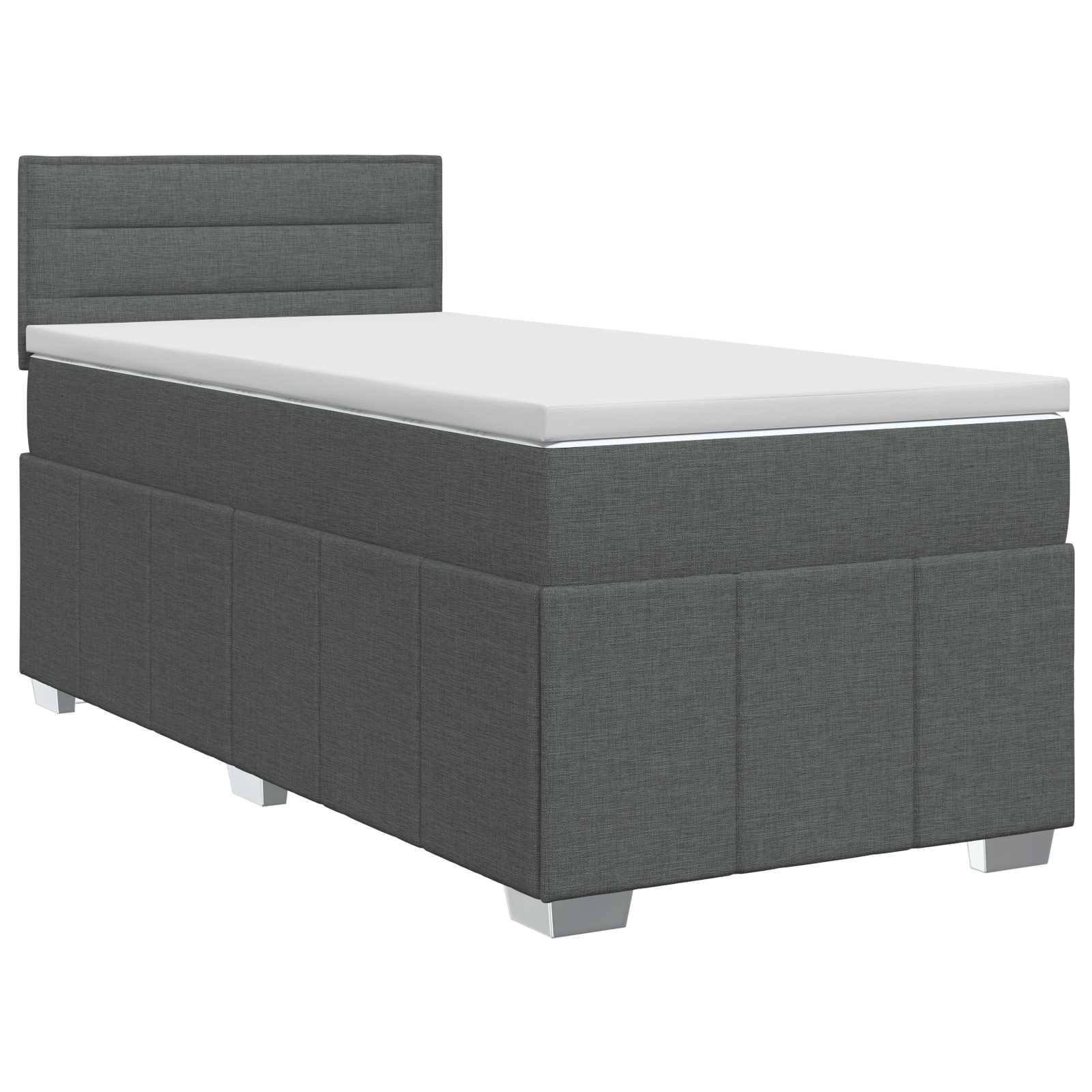 Postel Boxspring S Matrací S Čelo Tmavě Šedá 90 X 200 Cm Textil
